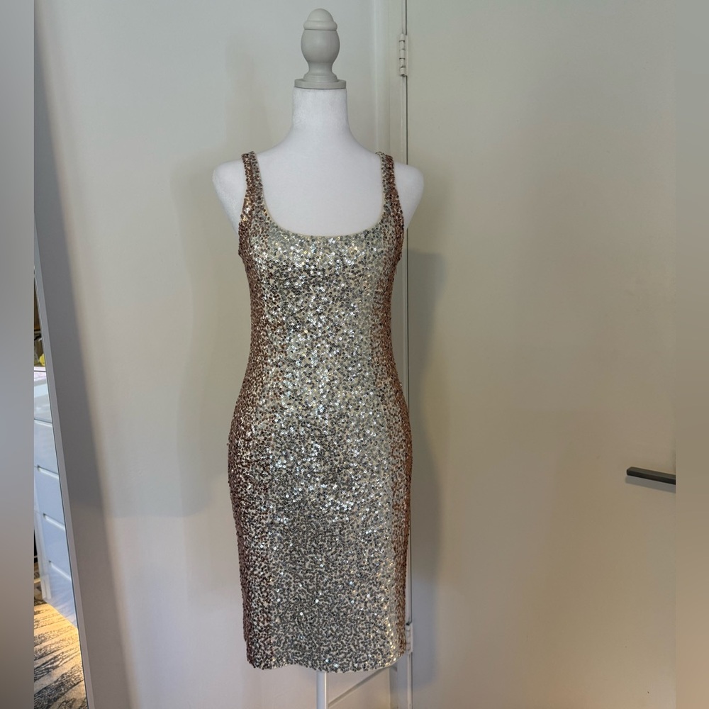 St. John Gold Sequin Mini Dress